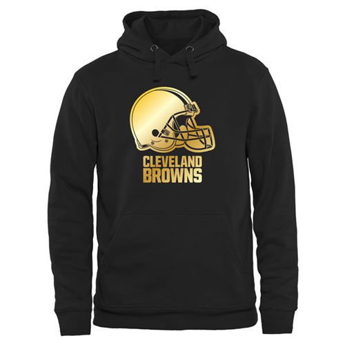 Men's Cleveland Browns Pro Line Black Gold Collection Pullover Hoodie - Click Image to Close